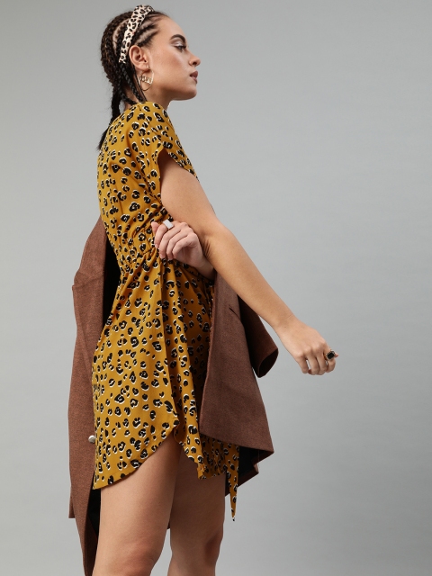 

Sera Yellow & Black Leopard Print Tie-Up Shift Dress