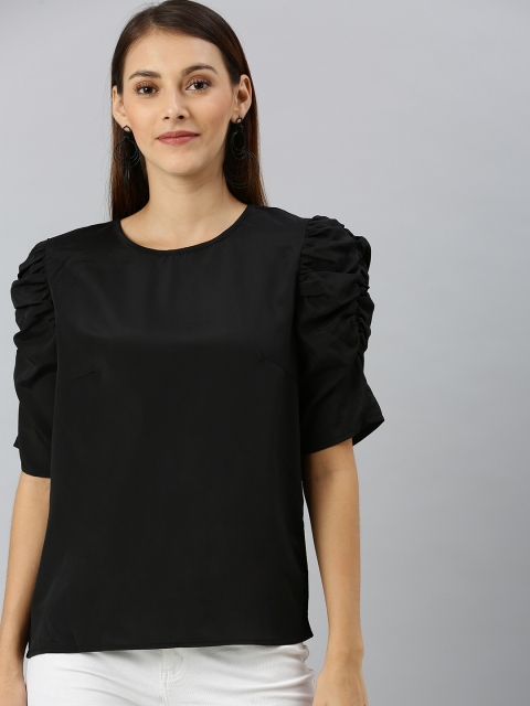 

Sera Women Black Solid Puff Sleeve Top