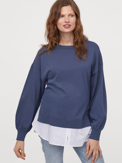 

H&M Women Blue MAMA Fine-Knit Sustainable Jumper