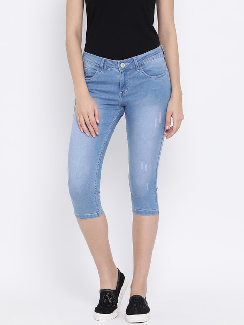 

Monte Carlo Women Blue Solid Slim Fit Capris