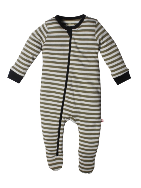 

Nino Bambino Infants Grey & White Organic Cotton Striped Sleepsuit