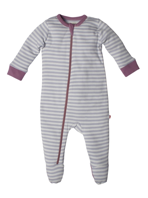 

Nino Bambino Infants Purple & White Organic Cotton Striped Sleepsuit