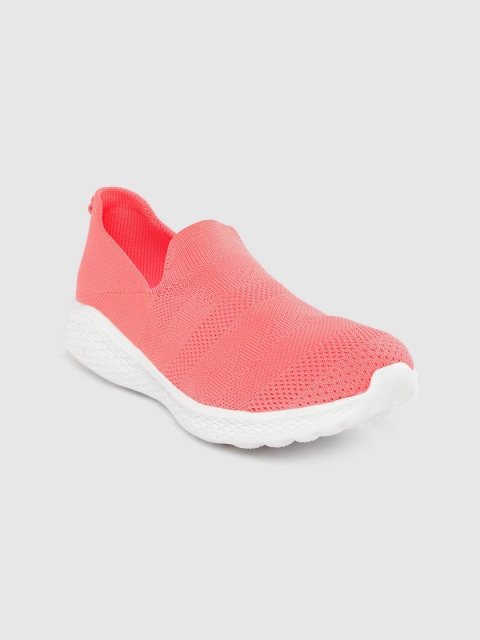 

Crew STREET Women Coral Pink Woven Design Slip-On Sneakers