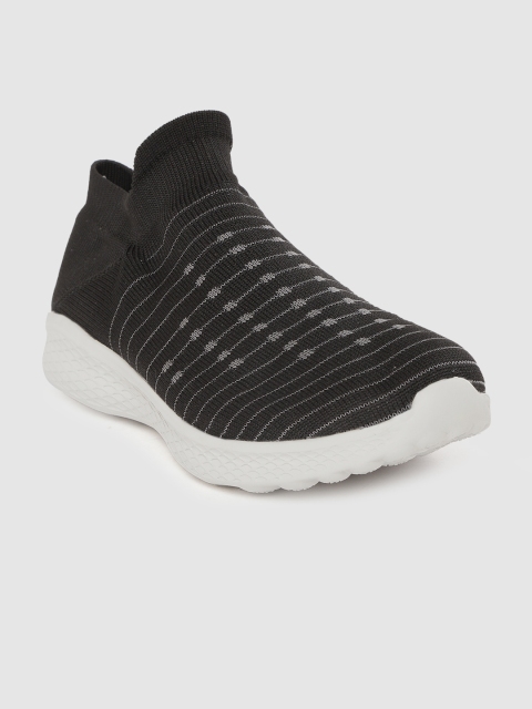 

Crew STREET Women Black & Grey Striped Slip-On Sneakers