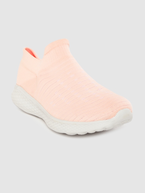 

Crew STREET Women Peach-Coloured Striped Slip-On Sneakers