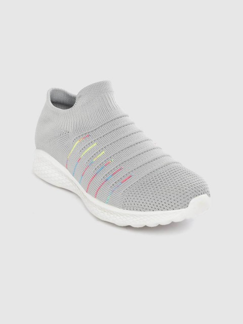 

Crew STREET Women Grey Striped Slip-On Sneakers