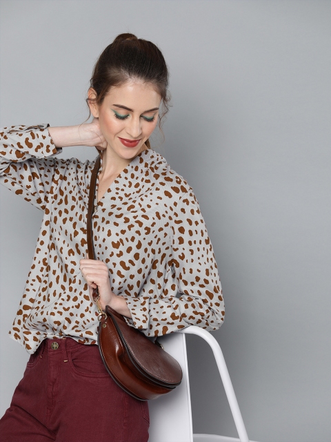 

Tokyo Talkies Women Blue & Brown Printed Top