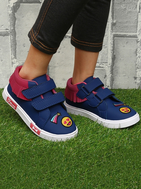 

DChica Girls Blue Woven Design Synthetic High-Top Slip-On Sneakers