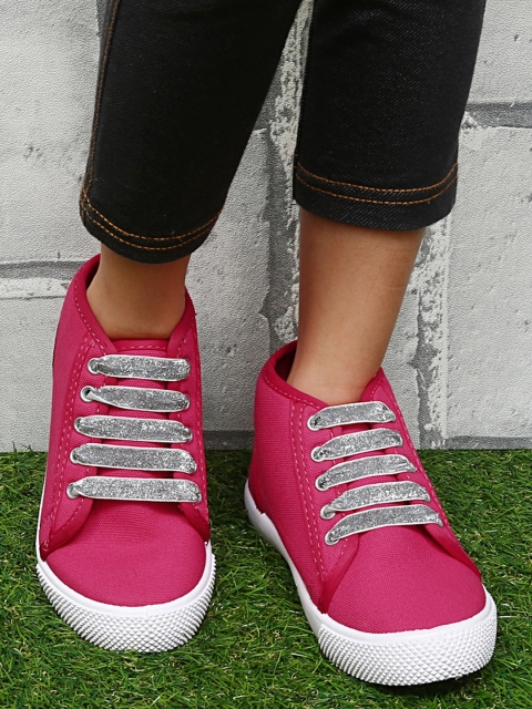 

DChica Girls Pink Solid Canvas Mid-Top Sneakers