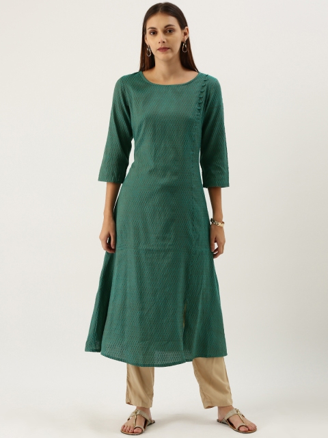 

IMARA Women Teal Green & Beige Printed Kurta with Pyjamas