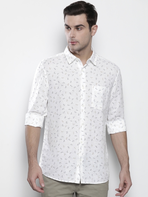 

Marks & Spencer Men White & Navy Blue Regular Fit Printed Casual Shirt