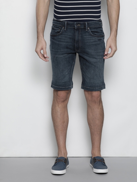 

Marks & Spencer Men Navy Blue Washed Regular Fit Denim Shorts