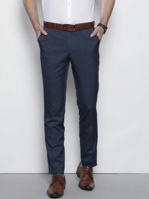 

Marks & Spencer Men Navy Blue Slim Fit Solid Formal Trousers