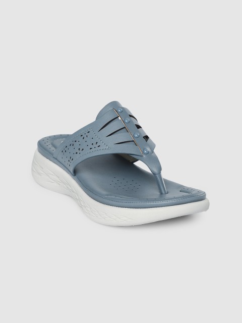 

CERIZ Women Blue Solid T-Strap Flats