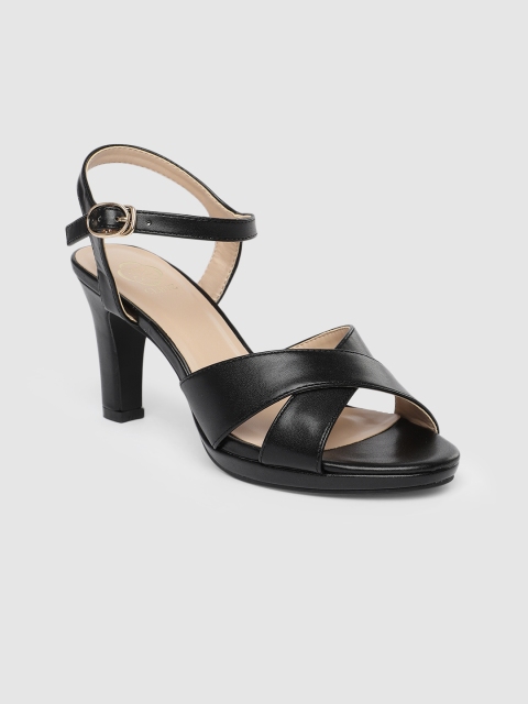 

CERIZ Women Black Solid Open Toe Heels