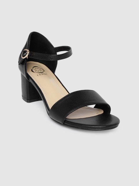 

CERIZ Women Black Textured Sandals