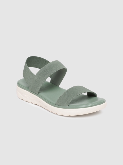 

CERIZ Women Green Solid Open Toe Flats