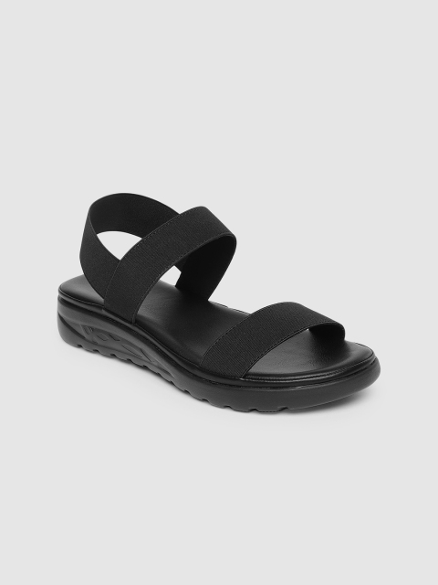 

CERIZ Women Black Solid Open Toe Flats