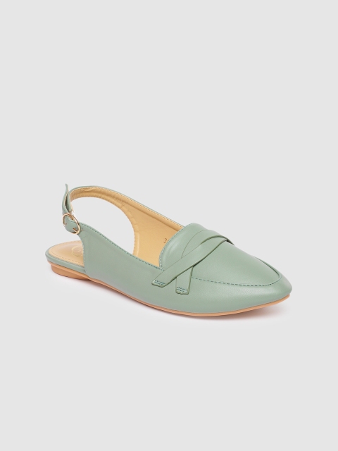

CERIZ Women Green Solid Flats
