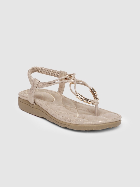

CERIZ Women Nude-Coloured Embellished Open Toe Flats