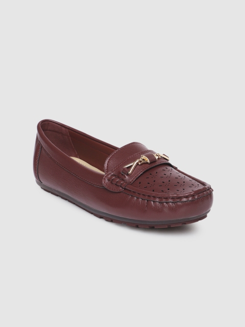 

CERIZ Women Burgundy Laser Cut Loafers