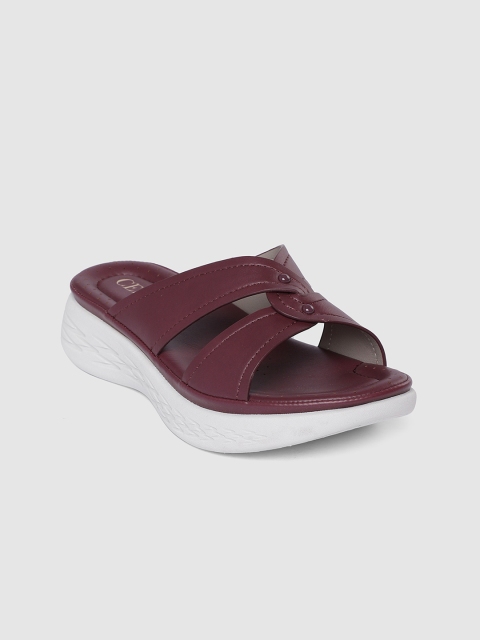 

CERIZ Women Maroon Solid Open Toe Flats