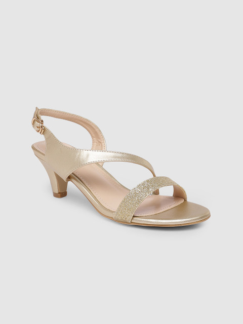 

CERIZ Women Gold-Toned Solid Kitten Heels