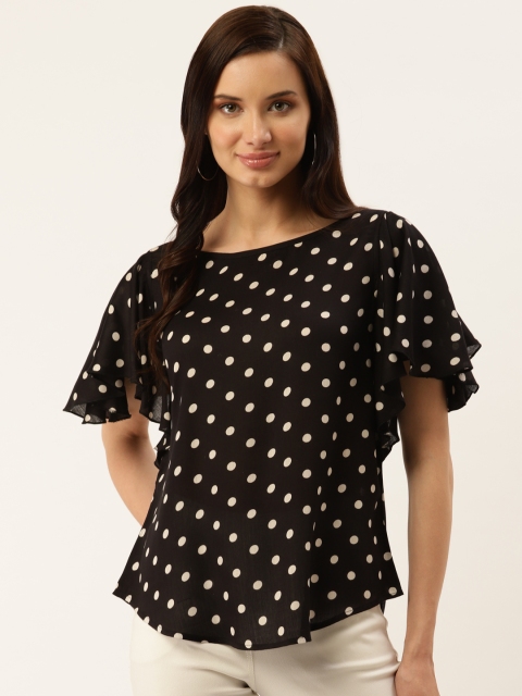 

Taurus Women Black & White Polka Dot Print Top