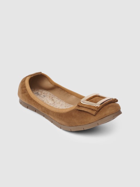 

Inc 5 Women Tan-Brown Solid Synthetic Suede Ballerinas