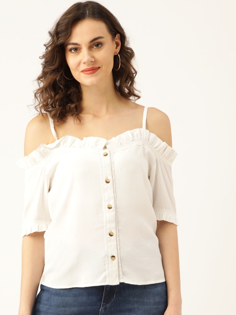 

Marc Loire Women White Solid Bardot Top