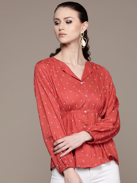 

Label Ritu Kumar Women Pink Embellished Empire Top