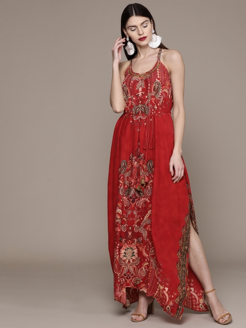 

Label Ritu Kumar Women Red & Off-White Printed Maxi Dress
