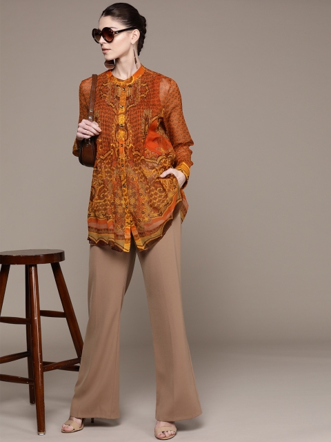 

Label Ritu Kumar Women Orange & Mustard Yellow Printed Tunic