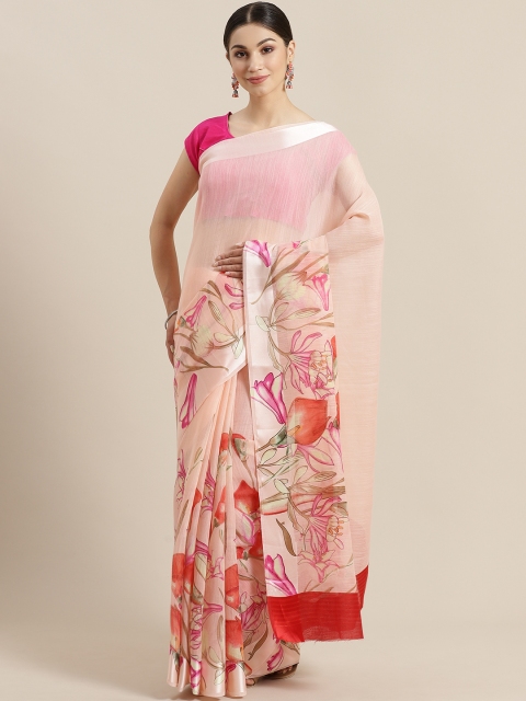 

Rajesh Silk Mills Pink & Red Printed Saree