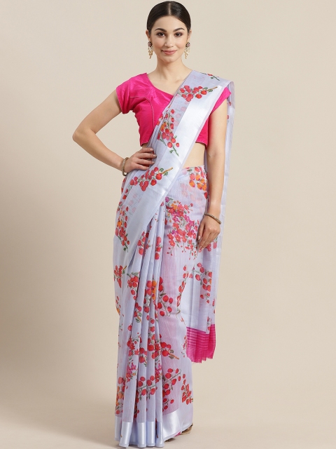 

Rajesh Silk Mills Blue & Pink Floral Printed Saree