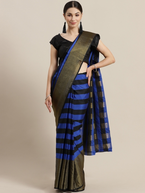 

Rajesh Silk Mills Blue & Black Striped Saree