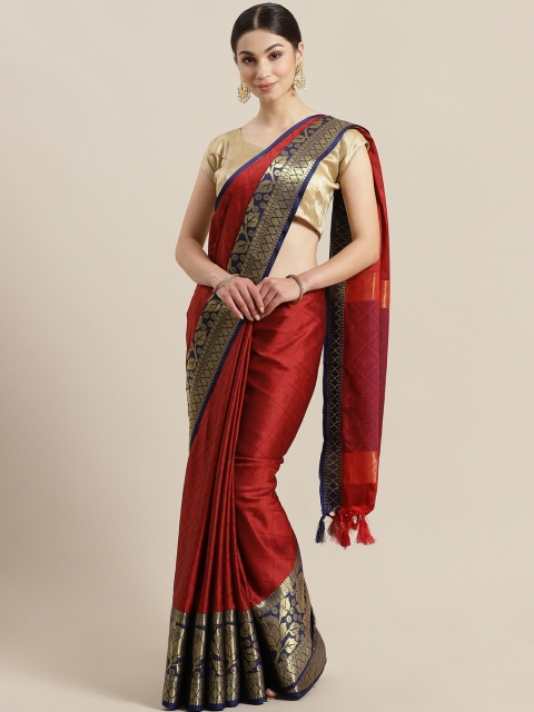 

Rajesh Silk Mills Red & Navy Blue Woven Design Saree