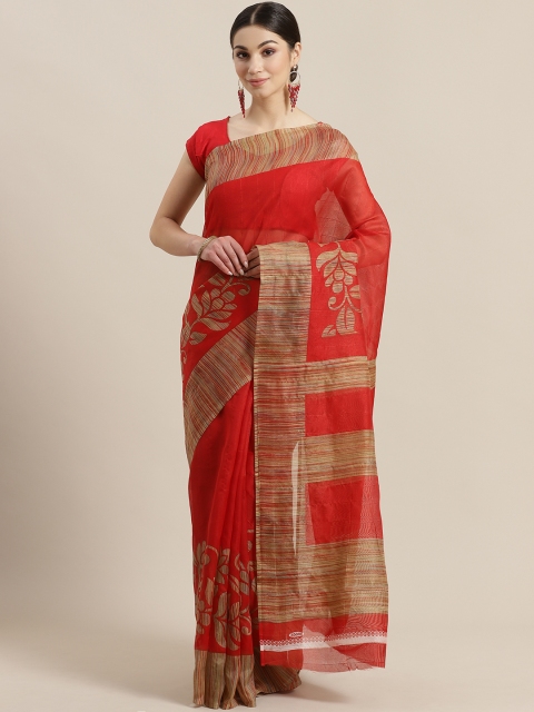 

Rajesh Silk Mills Red & Beige Printed Saree