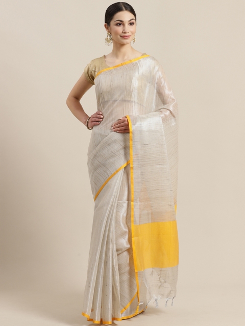 

Rajesh Silk Mills Beige & Mustard Yellow Woven Design Saree