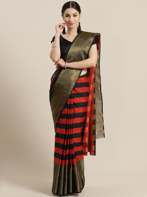 

Rajesh Silk Mills Red & Black Striped Saree