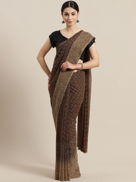 

Rajesh Silk Mills Brown & Beige Printed Saree