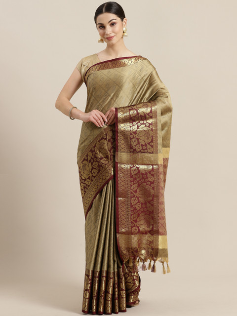 

Rajesh Silk Mills Beige & Coffee Brown Woven Design Saree