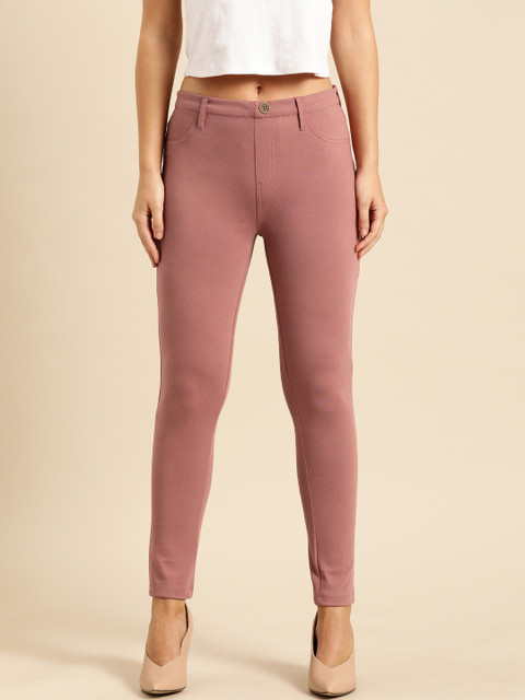

Ms.Taken Women Pink Solid Slim Fit Treggings