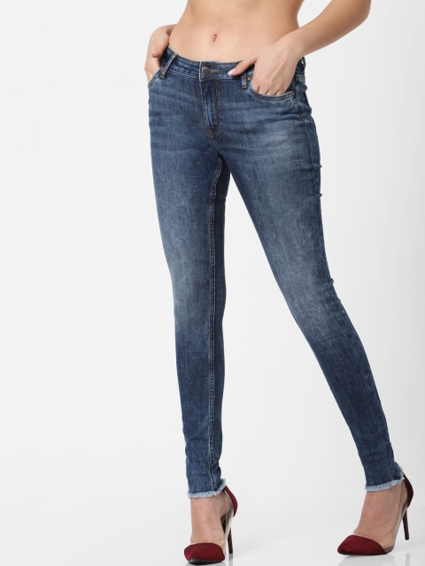 

ONLY Women Blue Carmen Skinny Fit Mid-Rise Clean Look Jeans