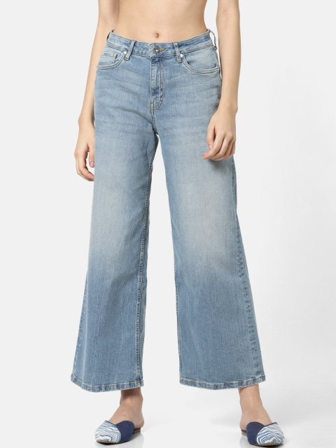 

ONLY Women Blue MOLLY High Wide Leg Relaxed Fit Mid-Rise Clean Look Jeans