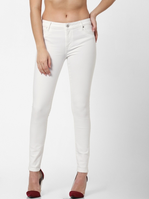 

ONLY Women White Skinny Fit Mid-Rise Clean Look Stretchable Jeans