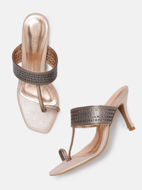 

Anouk Women Grey & Rose Gold-Toned Solid Sandals