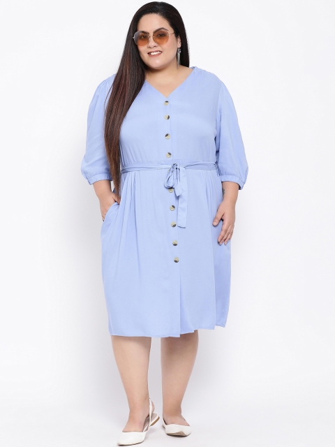 

Oxolloxo Women Blue Solid Fit and Flare Dress