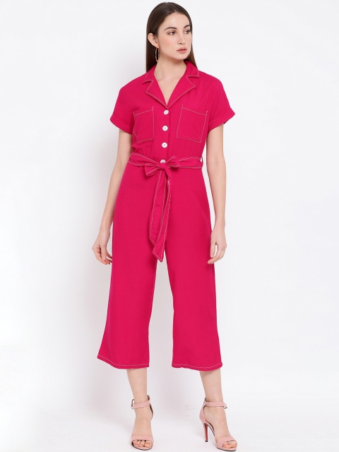 

Oxolloxo Women Pink Solid Basic Jumpsuit