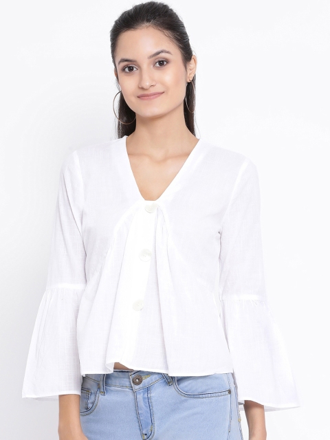 

Oxolloxo Women White Solid Pure Cotton Top